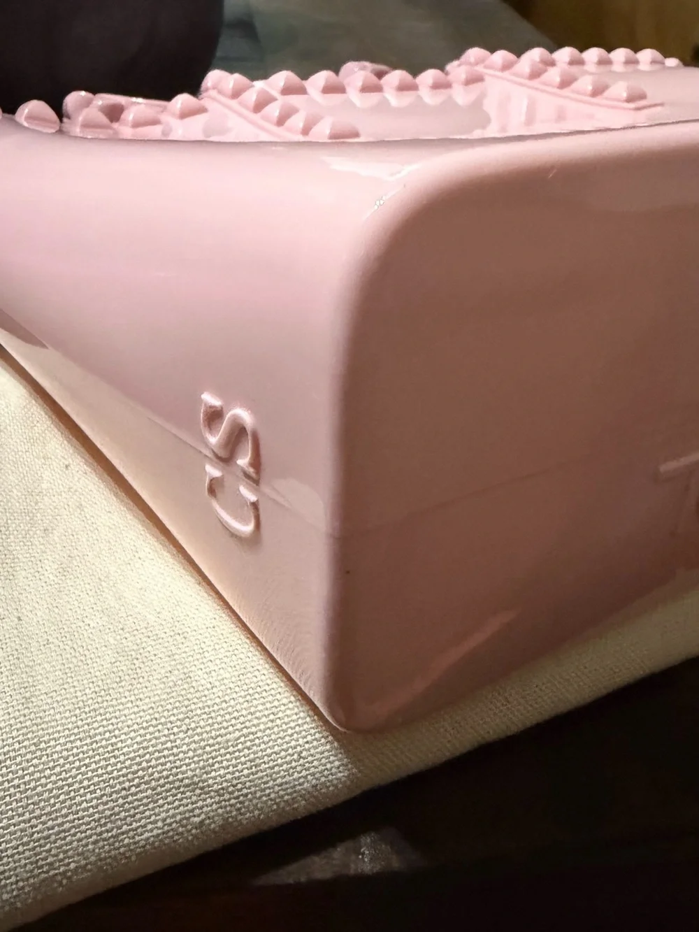 NWOT Carmen Sol Baby Pink Studded Jelly Tote Made in Italy Dust Bag